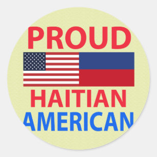 Pegatina Redonda Orgulloso haitiano-norteamericano