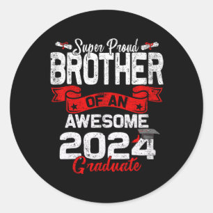 Pegatina Redonda Orgulloso Hermano De Un Graduado 24 En 2024