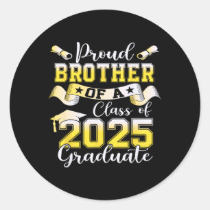 Pegatina Redonda Orgulloso Hermano De Un Graduado Superior De 20252