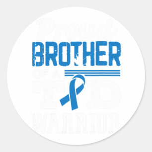Pegatina Redonda Orgulloso Hermano De Un Guerrero De La T1d Concien