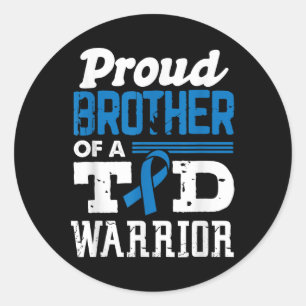 Pegatina Redonda Orgulloso Hermano De Un Guerrero De La T1d Concien