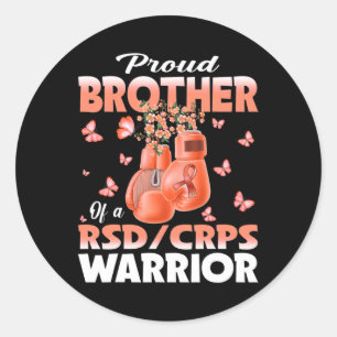 Pegatina Redonda Orgulloso Hermano De Un Guerrero De Rsd Crps Conci