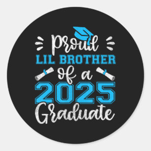 Pegatina Redonda Orgulloso Hermano Lil De Una Camisa De Graduado En