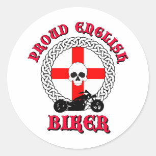 Pegatina Redonda Orgulloso Inglés Biker