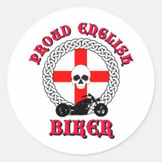 Pegatina Redonda Orgulloso Inglés Biker