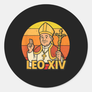 Pegatina Redonda Orgulloso León Católico Xiv Nueva Fe Espiritual de