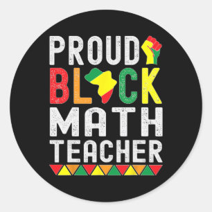 Pegatina Redonda Orgulloso maestro de matemáticas negras afroameric