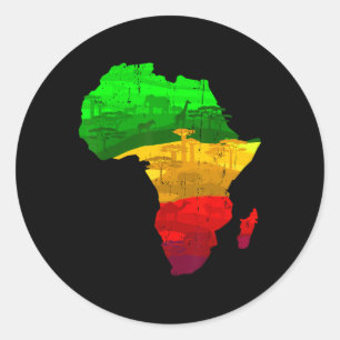 Pegatina Redonda Orgulloso Mapa de África Verde Amarillo Rojo Orgul