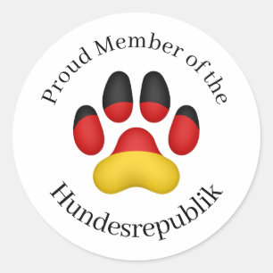 Pegatina Redonda Orgulloso miembro del perro alemán de Hundesrepubl
