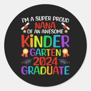 Pegatina Redonda Orgulloso Nana De Impresionante Jardines De Niños