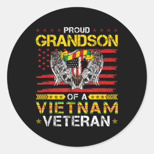 Pegatina Redonda Orgulloso Nieto De Un Veterano Vietnamita