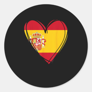 Pegatina Redonda Orgulloso Niño Español Chica Tía Papá Mamá Bandera
