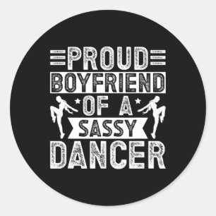 Pegatina Redonda Orgulloso Novio De Una Novia Bailarina Boyfri