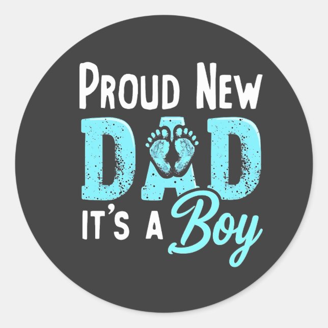 Pegatina Redonda Orgulloso nuevo papá es un chico que revela que pa (Anverso)