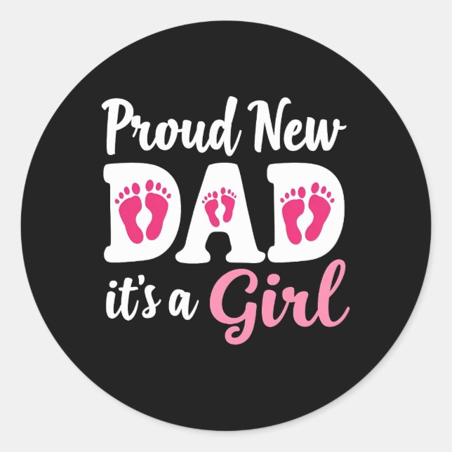 Pegatina Redonda Orgulloso nuevo papá es una revelación de género C (Anverso)