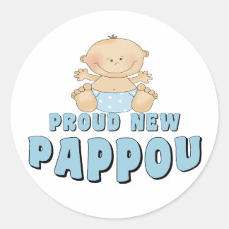 Pegatina Redonda Orgulloso Nuevo Pappou Chico