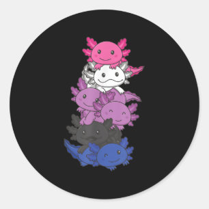 Pegatina Redonda Orgulloso orgullo género fluido LGBTQ Axolotl _1