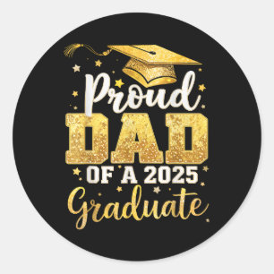 Pegatina Redonda Orgulloso Padre De Graduación 2025