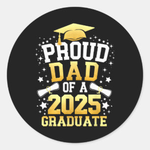 Pegatina Redonda Orgulloso Padre De Graduación 2025