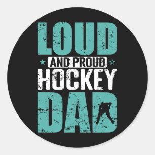 Pegatina Redonda Orgulloso padre de hockey ruidoso Deportes Padre H