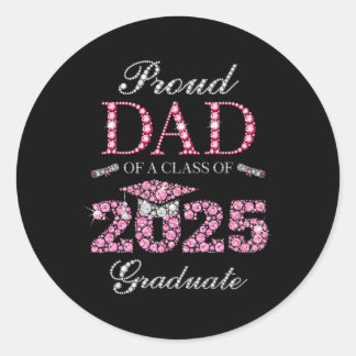 Pegatina Redonda Orgulloso Padre De Un Graduado De La Cl De 2025