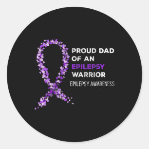 Pegatina Redonda Orgulloso padre de un guerrero de epilepsia Concie