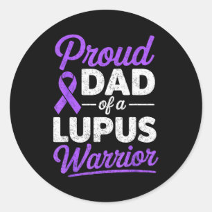 Pegatina Redonda Orgulloso padre de un guerrero de lupus luchador d
