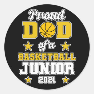 Pegatina Redonda Orgulloso Padre De Un Junior De Baloncesto 2021