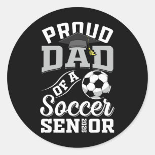 Pegatina Redonda Orgulloso padre de un senior de fútbol Cl de gradu