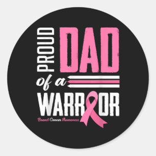 Pegatina Redonda Orgulloso Padre De Una Hija Guerrera Con Cáncer De