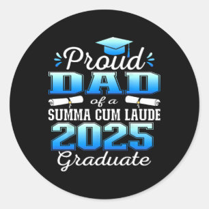 Pegatina Redonda Orgulloso Papá 2025 Summa Cum Laude Graduado Cl 20