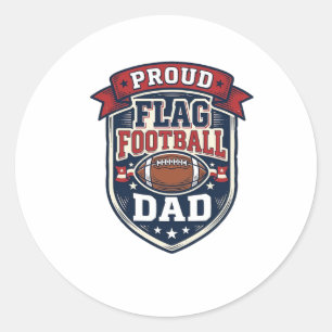 Pegatina Redonda Orgulloso Papá de Fútbol Americano Insignia Patrió
