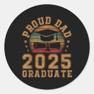 Pegatina Redonda Orgulloso Papá De Graduado 2025 Padre Senior 25 Gr