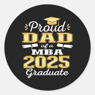 Pegatina Redonda Orgulloso Papá De La Familia Graduada De 2025 M