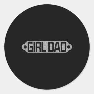 Pegatina Redonda Orgulloso Papá De Los Chicas Camiseta Graciosa Par