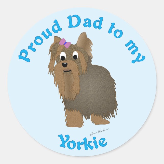 Pegatina Redonda Orgulloso papá de mi Yorkie (Anverso)