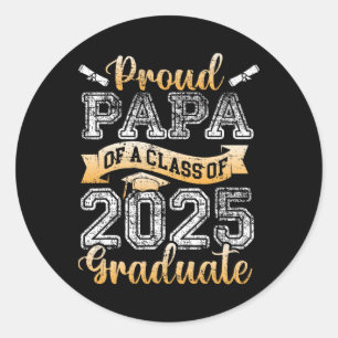 Pegatina Redonda Orgulloso Papá De Un Cl De 2025 Graduado Senior