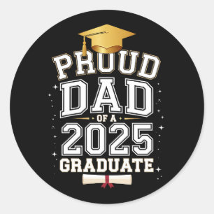 Pegatina Redonda Orgulloso Papá De Un Graduado 2025 Graduación Fami