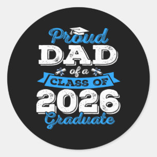 Pegatina Redonda Orgulloso Papá De Un Graduado De La Clase De 2026