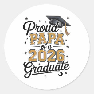 Pegatina Redonda Orgulloso Papá De Un Graduado En 2026 Graduación D