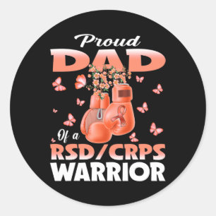 Pegatina Redonda Orgulloso Papá De Un Guerrero De Rsd Boxing De Con