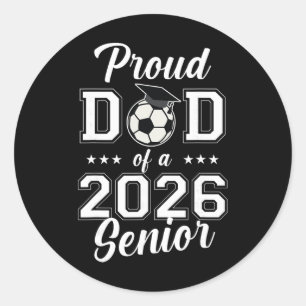 Pegatina Redonda Orgulloso Papá Senior Fútbol Cl De 2026 Graduación