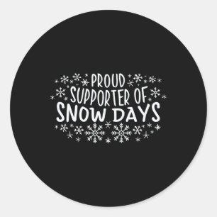 Pegatina Redonda Orgulloso Partidario De Los Días De Nieve Divertid