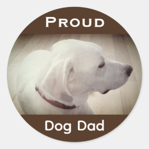 Pegatina Redonda Orgulloso perro papá Dark Brown