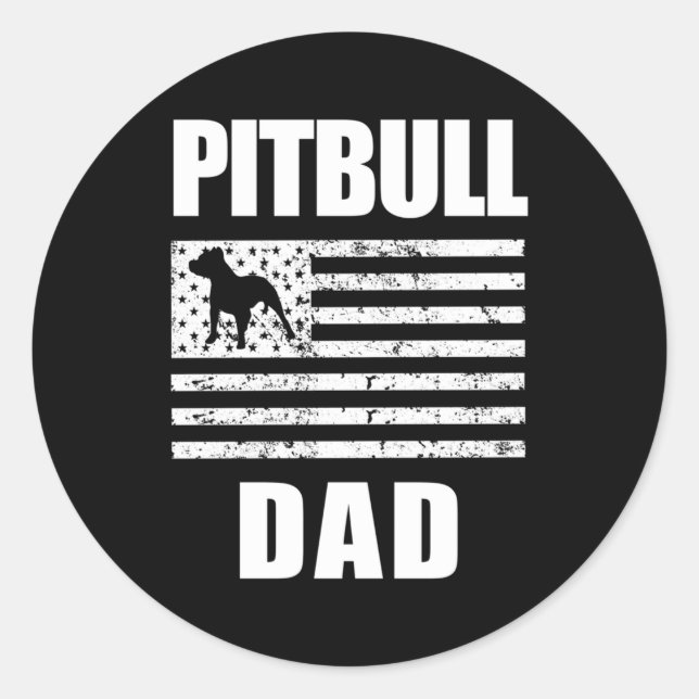 Pegatina Redonda Orgulloso Pitbull Dad American Bully (Anverso)