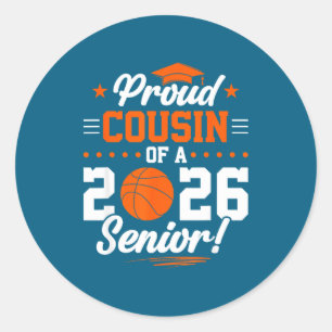 Pegatina Redonda Orgulloso Primo 2026 Baloncesto Senior