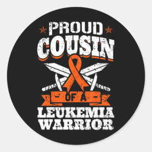 Pegatina Redonda Orgulloso Primo De Un Guerrero De La Leucemia Por 