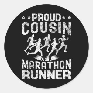 Pegatina Redonda Orgulloso Primo De Un Primo De Maratón Regalos Dis