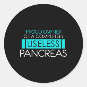 Pegatina Redonda Orgulloso Propietario de una inútil pancreatitis d