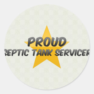 Pegatina Redonda Orgulloso servicio de tanques sépticos